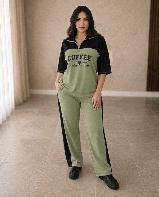 Women's Print Coffee Co-Ord Set Green