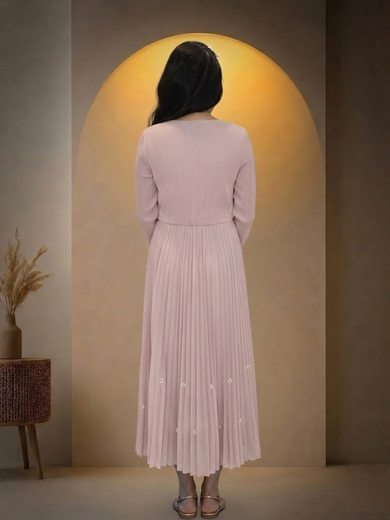 Women's Long Sleeve Blazer Midi Dress Pink