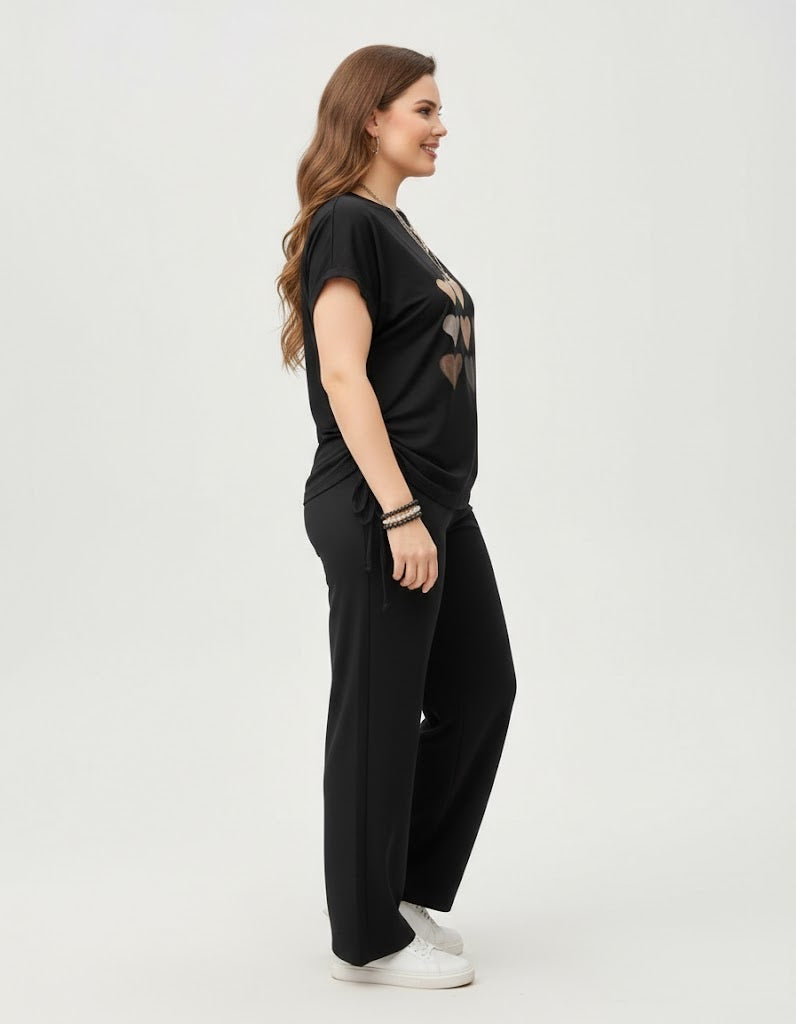 Women's Heart Co-Ord Set Black