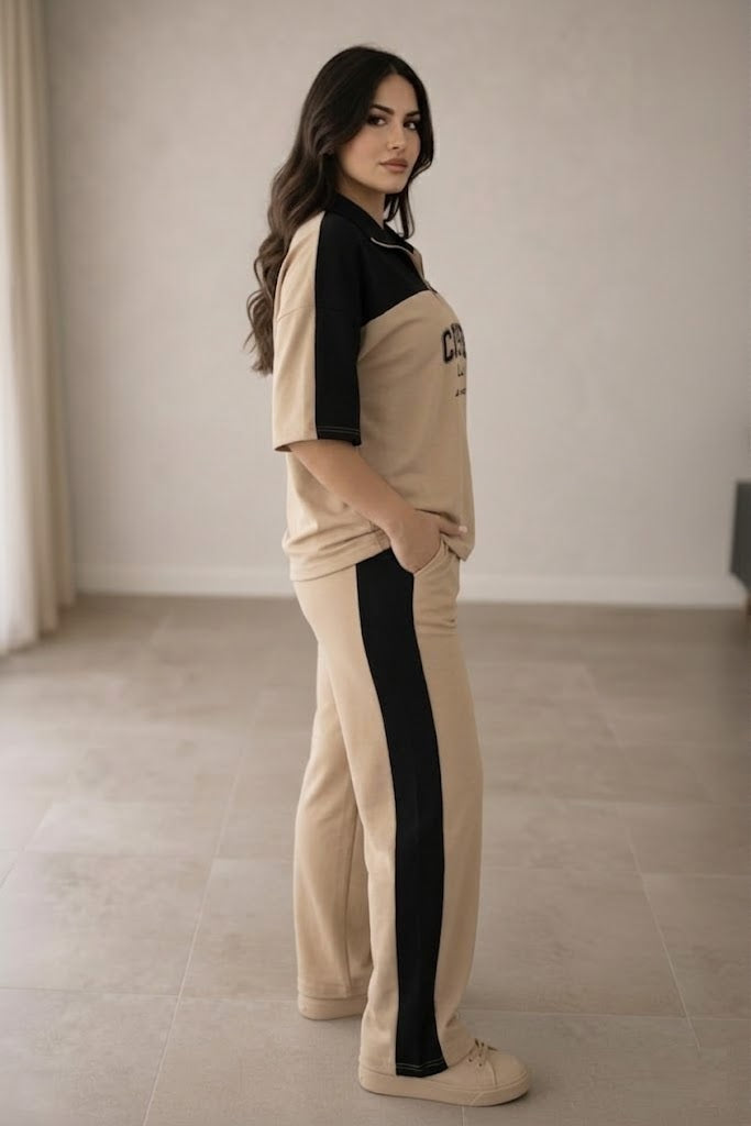Women's Print Coffee Co-Ord Set Beige