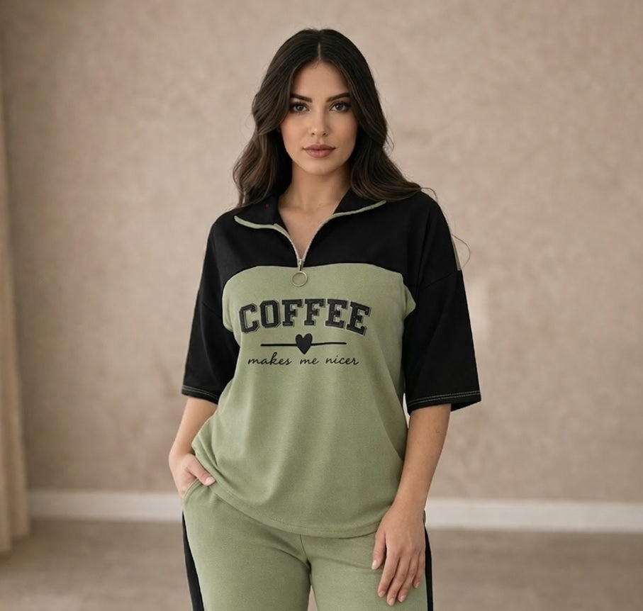 Women's Print Coffee Co-Ord Set Green