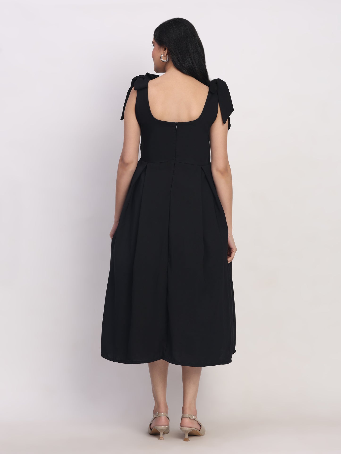 Bow Frill Black Dress