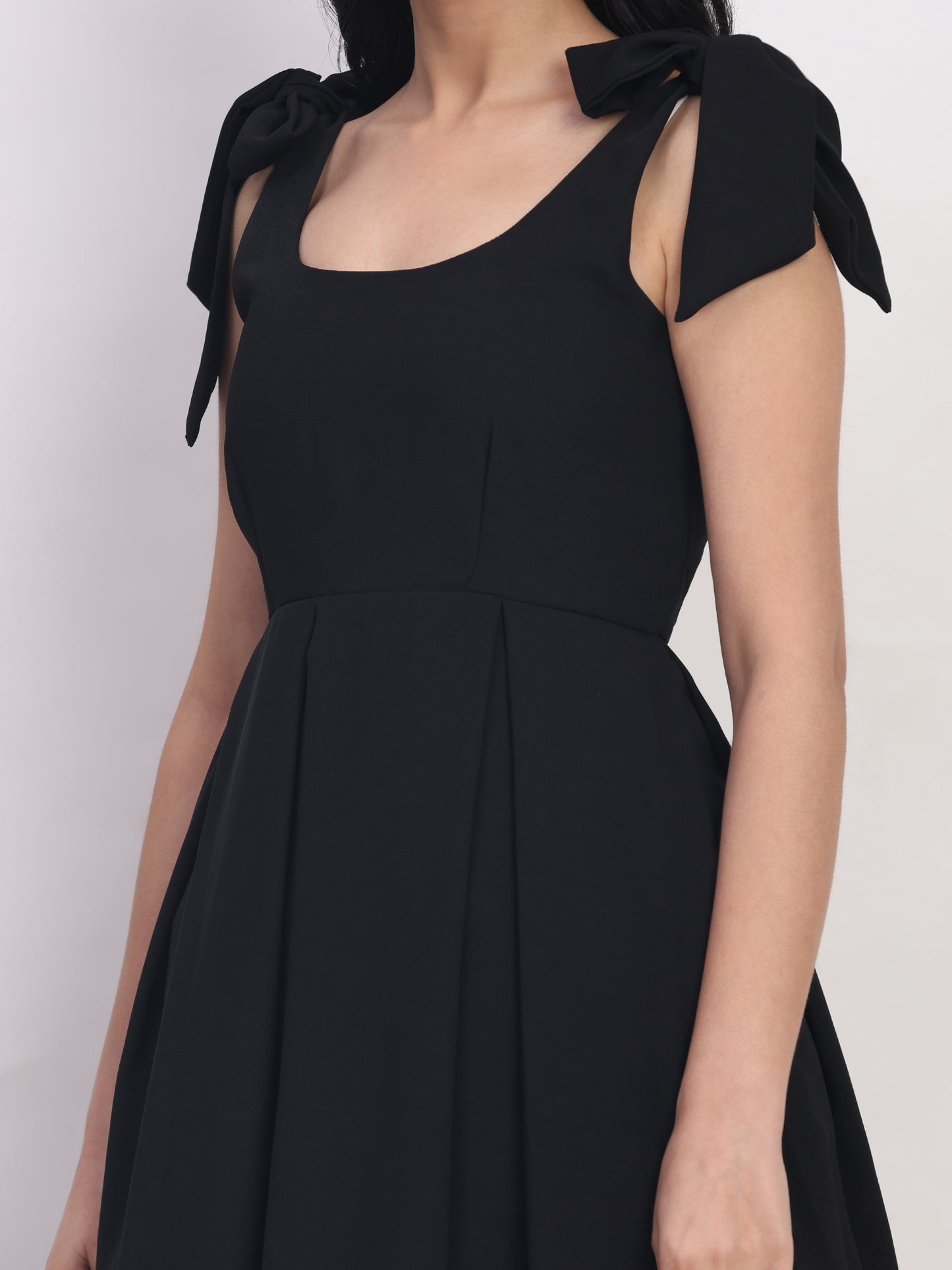 Bow Frill Black Dress