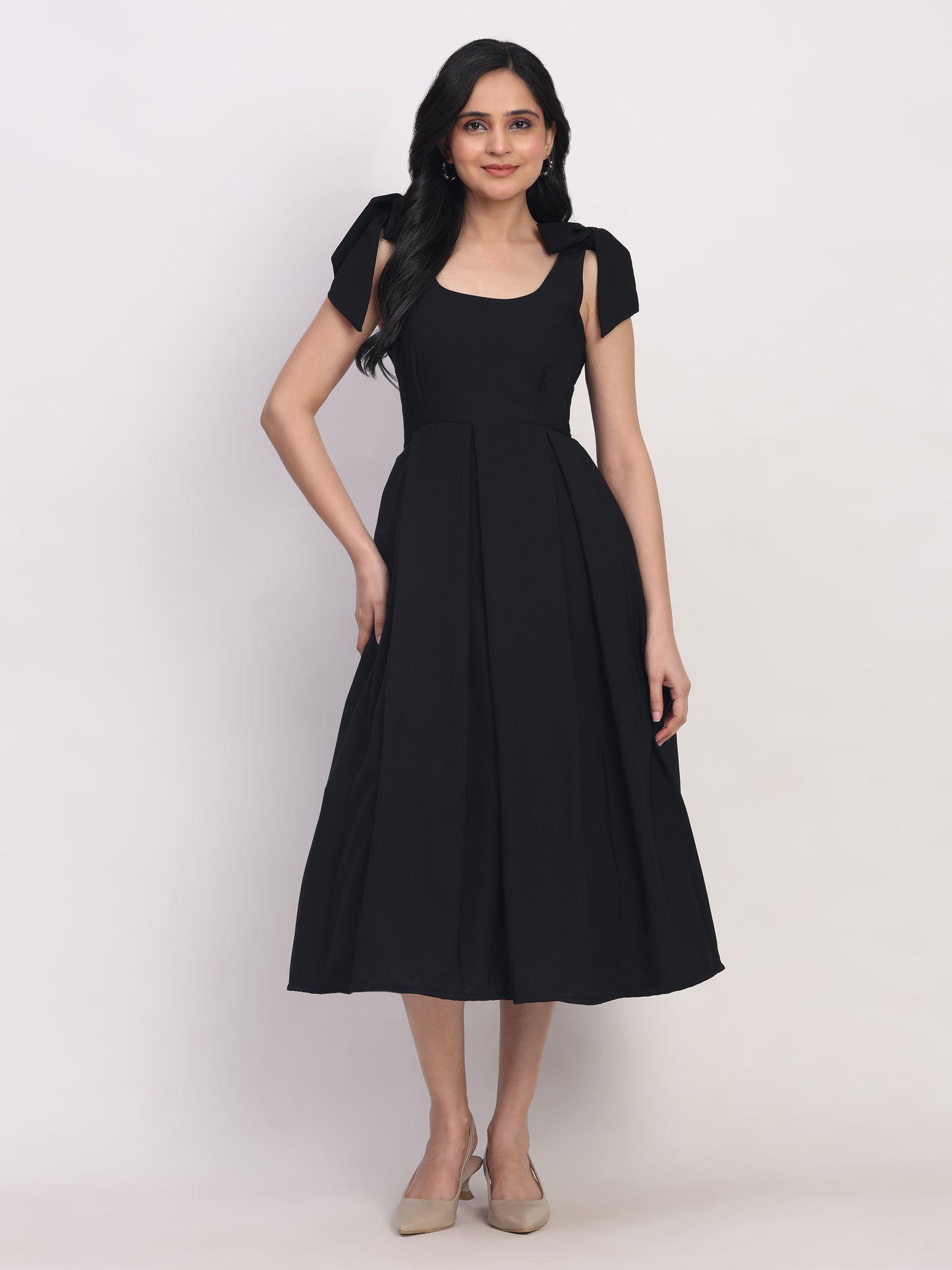 Bow Frill Black Dress