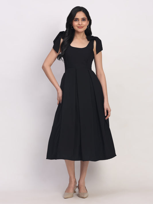 Bow Frill Black Dress