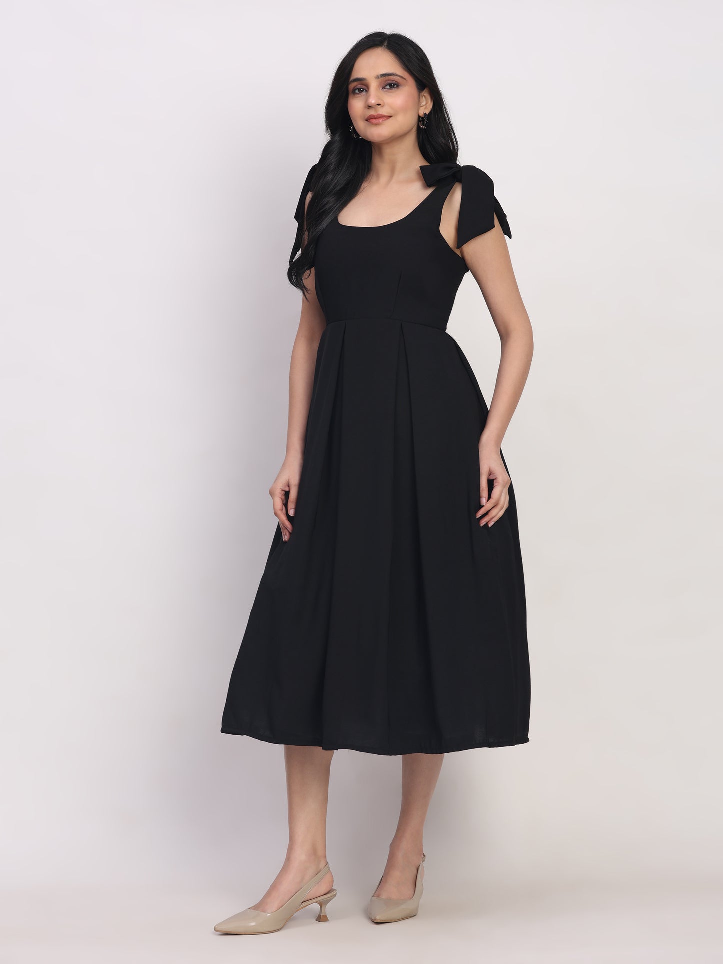 Bow Frill Black Dress