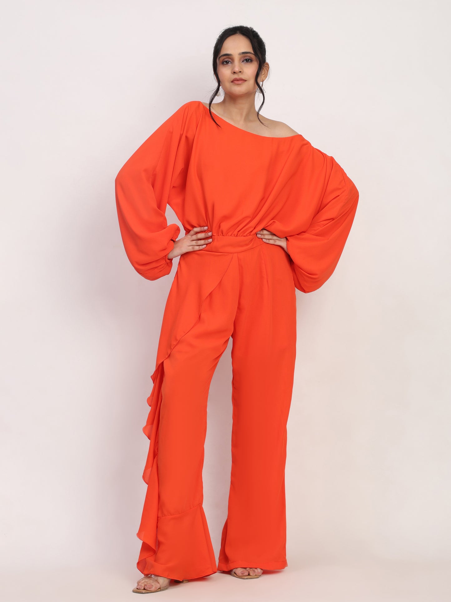 Coral Orange Summer Jumpsuit