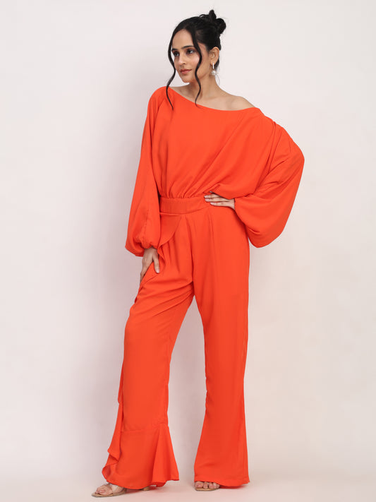 Coral Orange Summer Jumpsuit