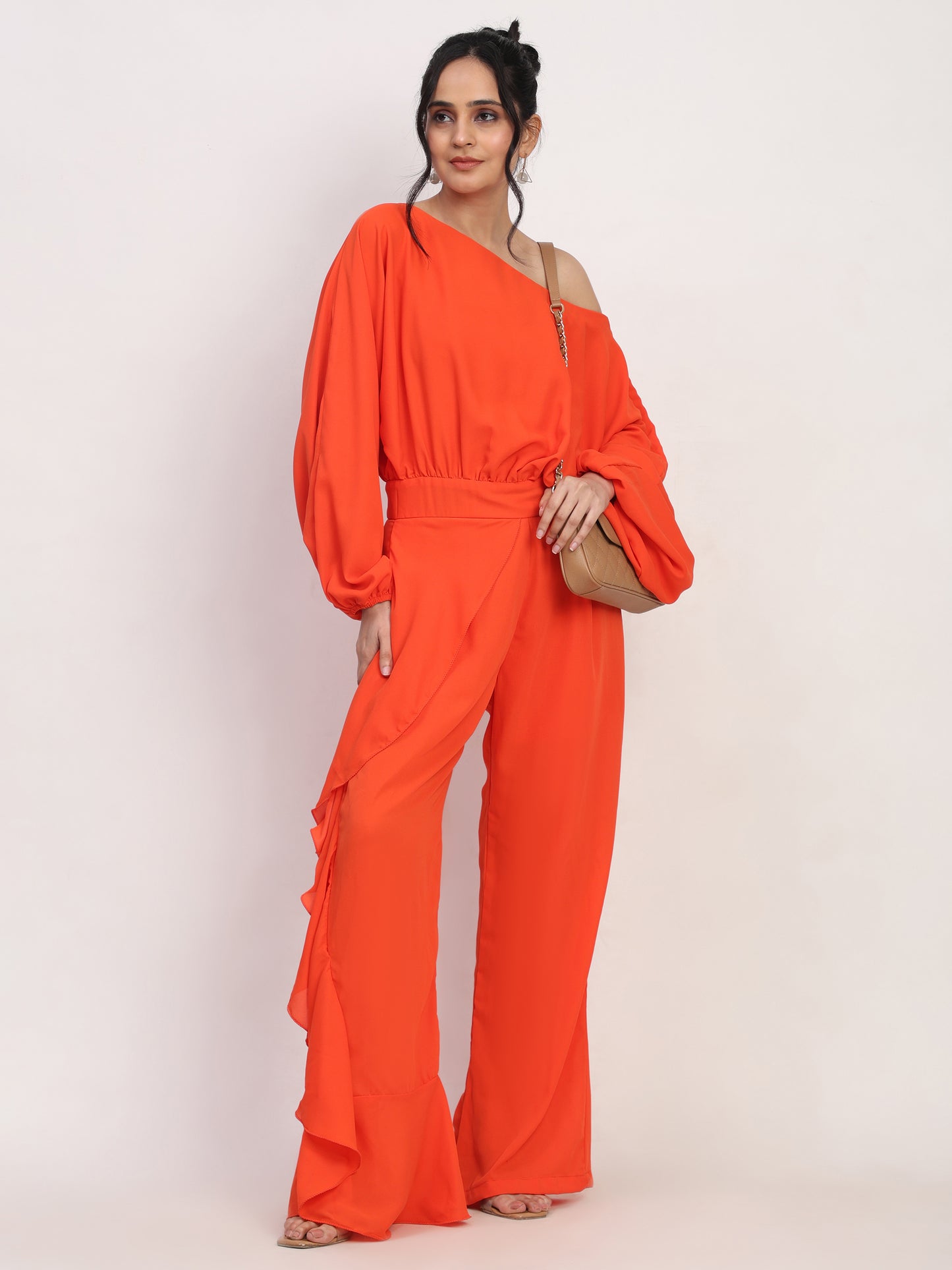 Coral Orange Summer Jumpsuit