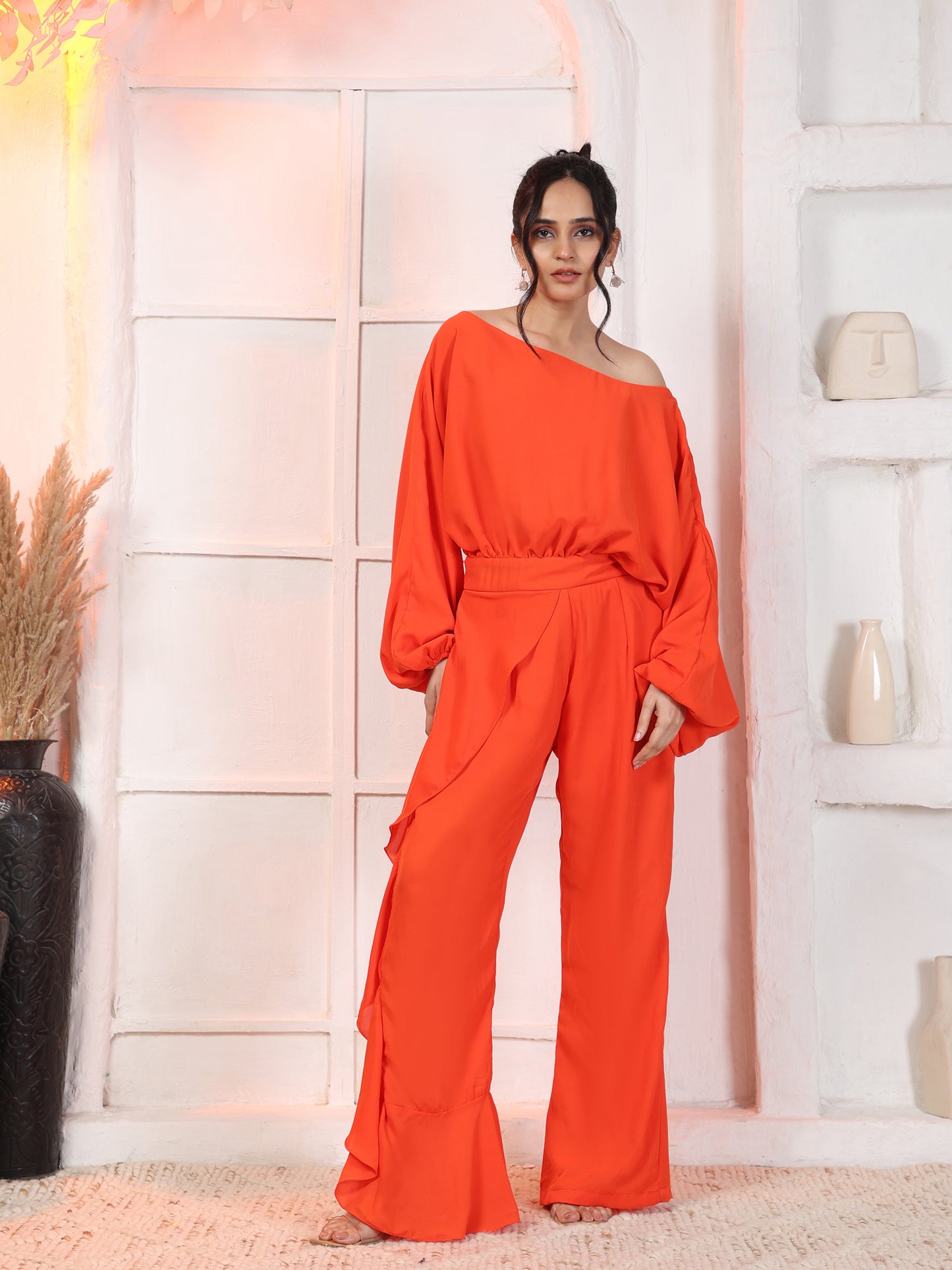 Coral Orange Summer Jumpsuit