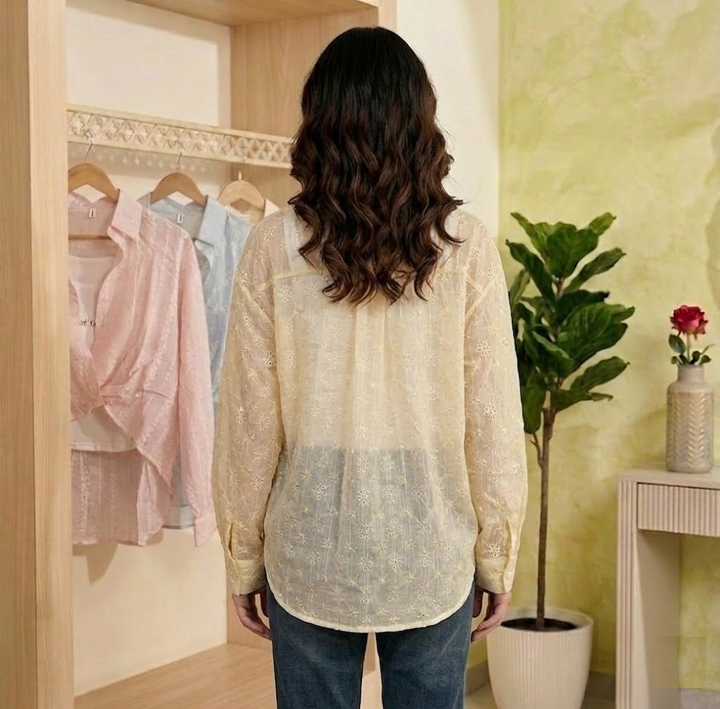 Women's Crop Top with Shirt Summer Fashion Light Yellow
